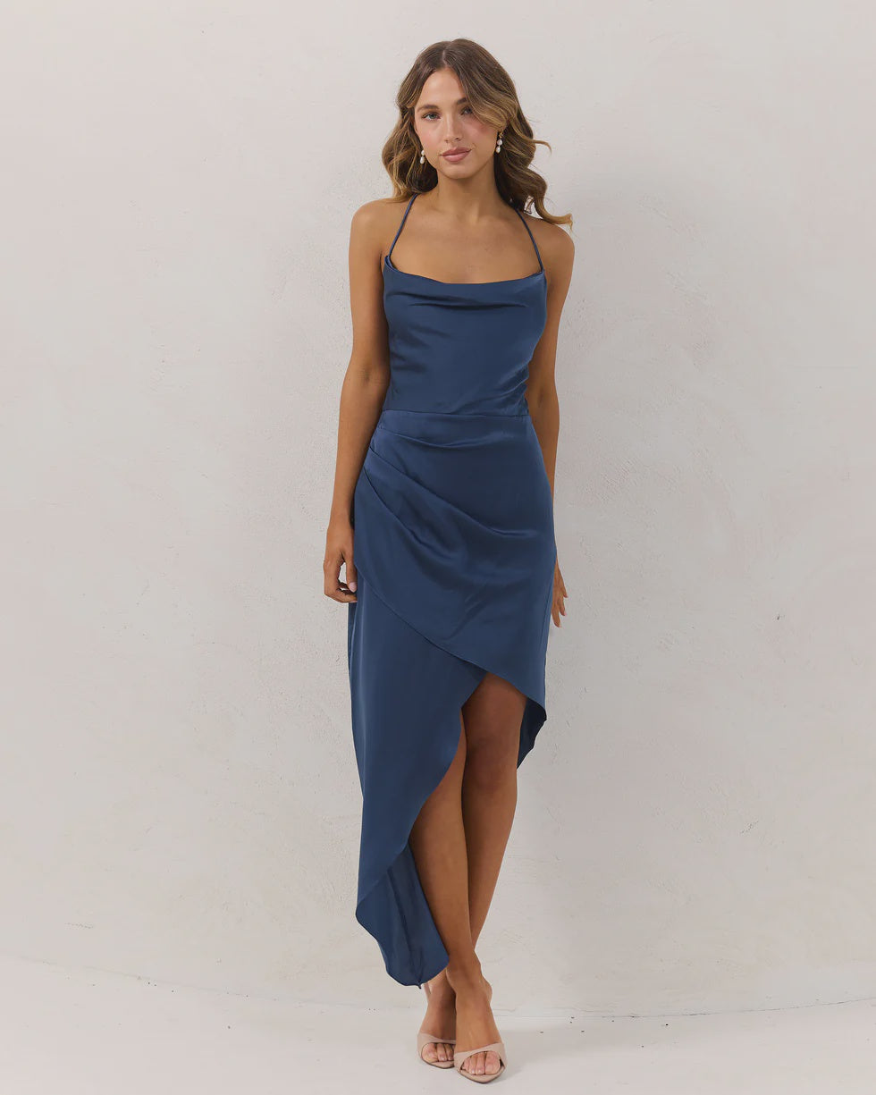 913 Maeve Dress Steel Blue Black Ivy Boutique