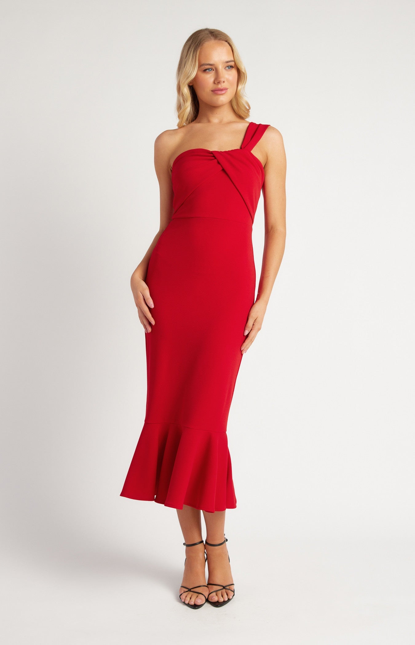 682A Melika Midi Red  Black Ivy Boutique