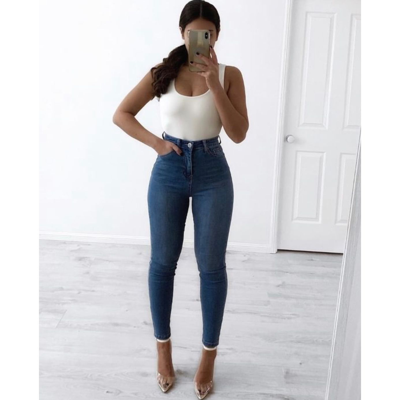 69915 High Waist Blue Jeans