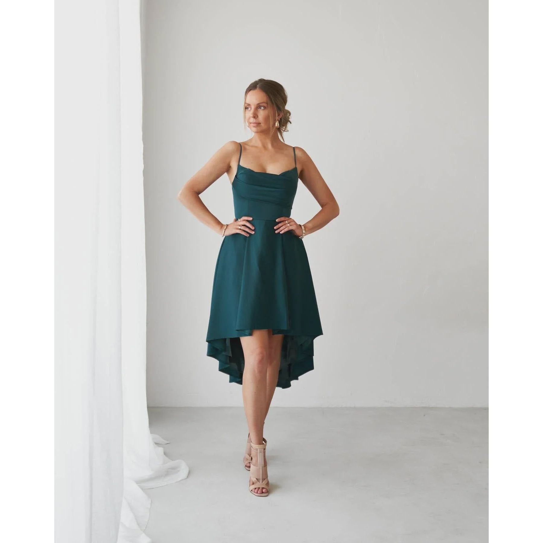 Green bridesmaid dresses best sale short