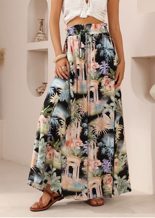 3625 Culottes Black Palm