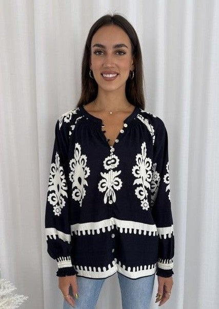 1115 Janelle Top Navy