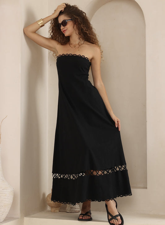 2882 Evie Strapless Maxi Black
