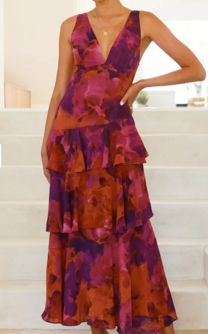 5B15 Nina Maxi Purple Print