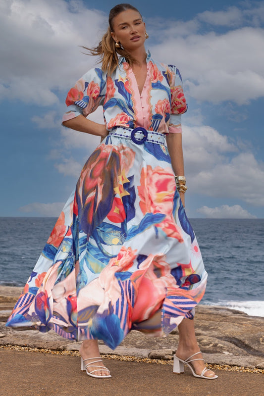 704 Marisol Maxi Skirt Blue