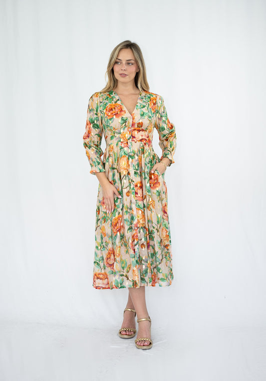 9009 Tish Maxi Taupe/Orange
