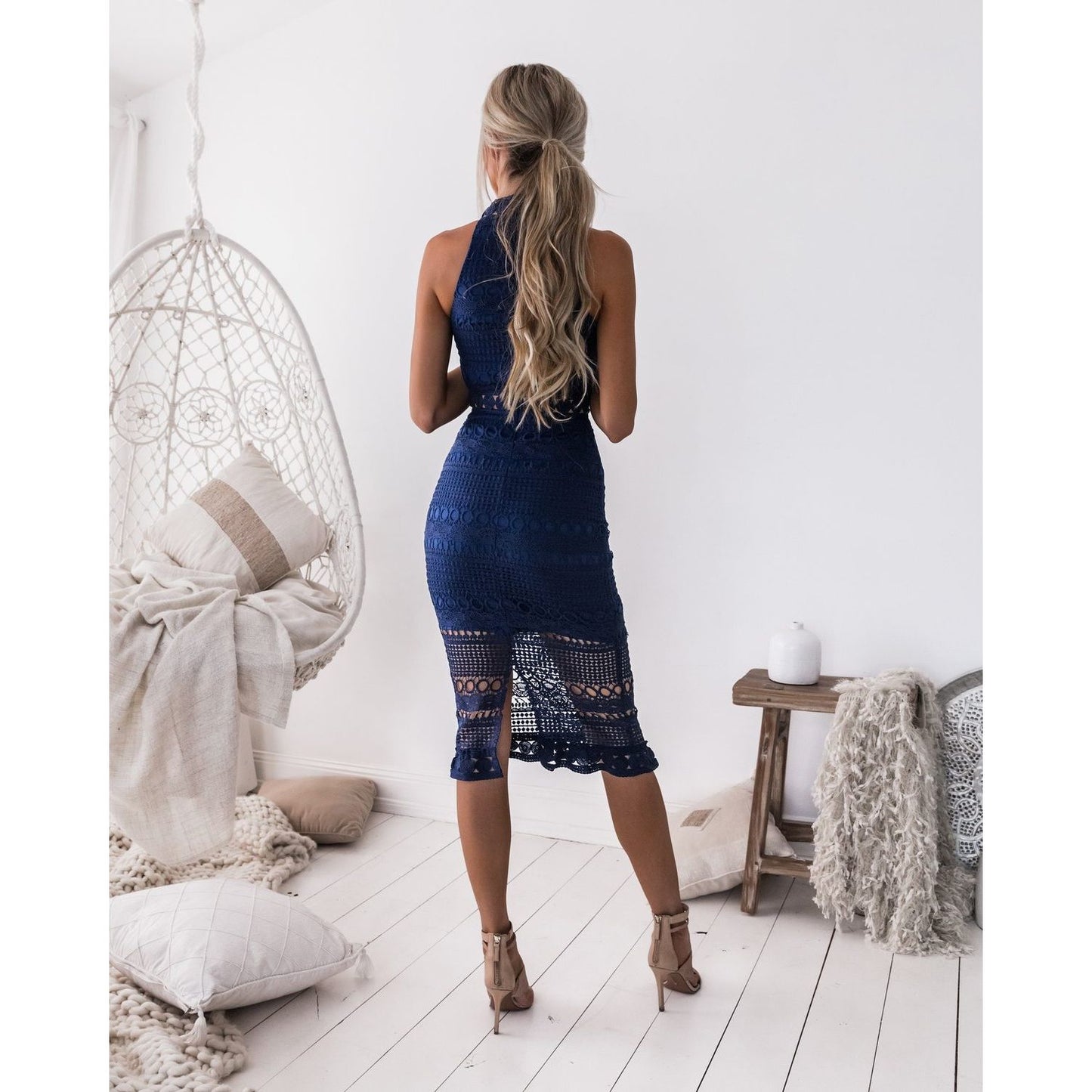Two Sisters - Rivers Midi Dress in Navy Black Ivy Boutique Cairns QLD