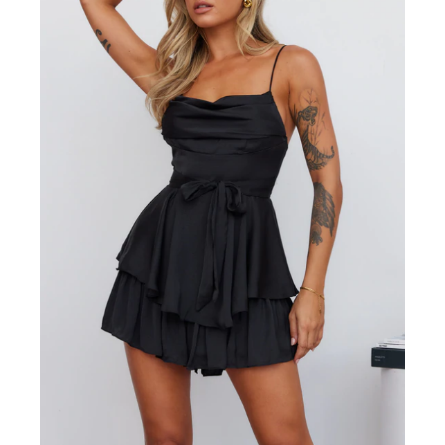 5D09 Monique Playsuit Black