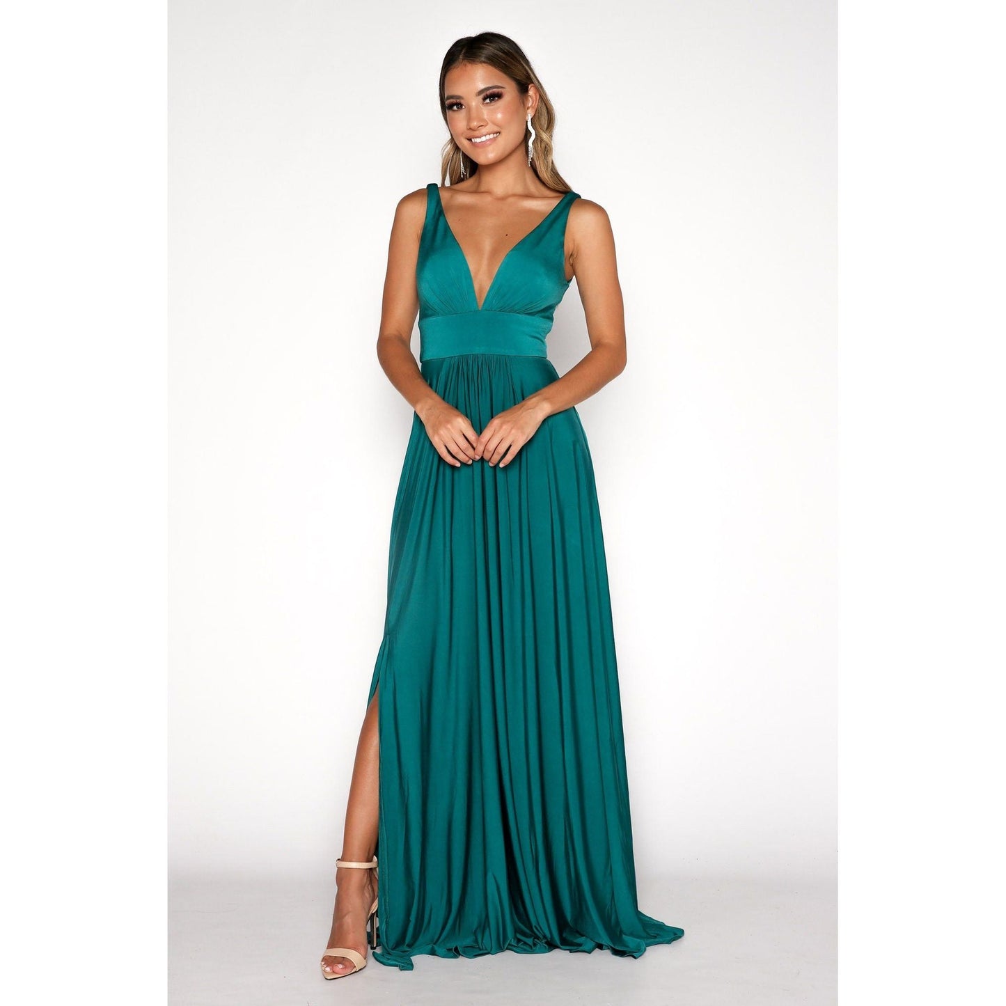 Grecian Gown in Emerald at Black Ivy