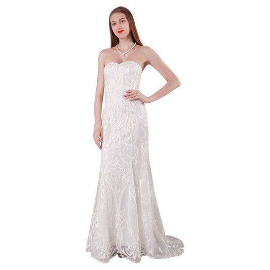 216546 Lace Wedding Dress White