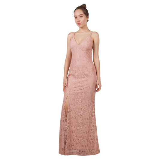 220490 Lace Vneck Gown Blush