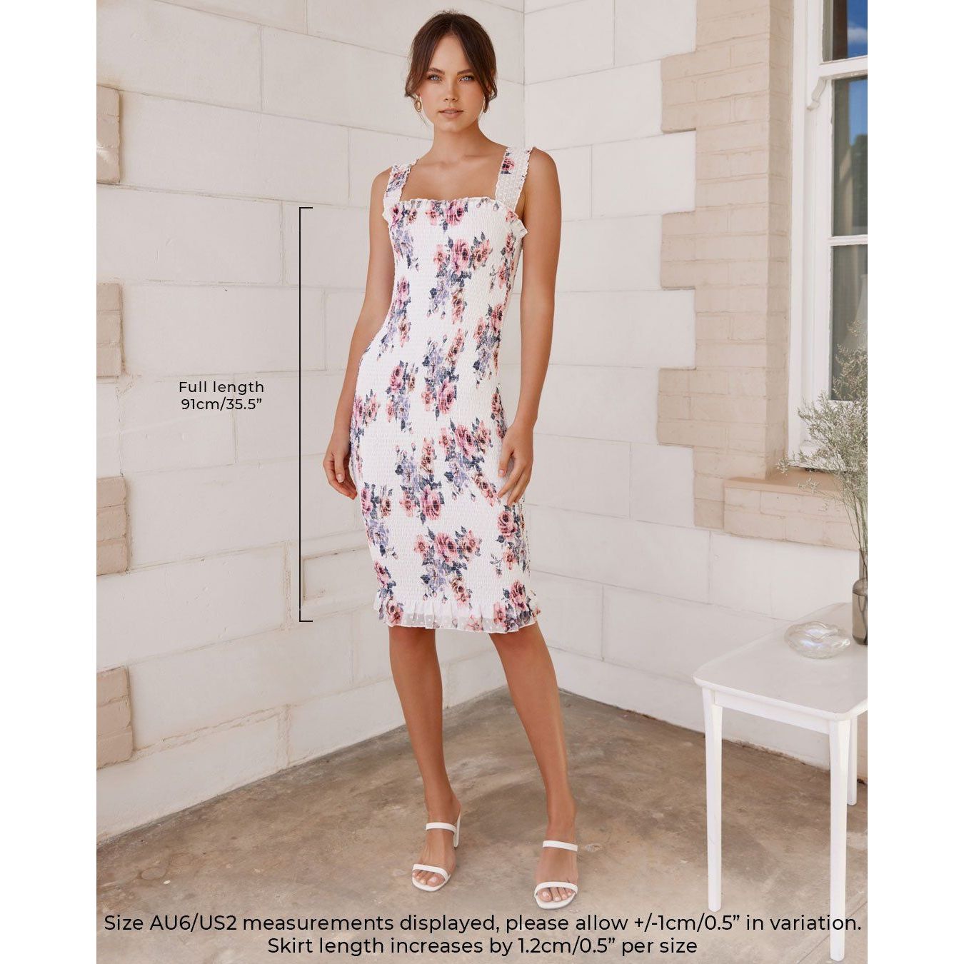 596 Mellie Dress White Floral Print