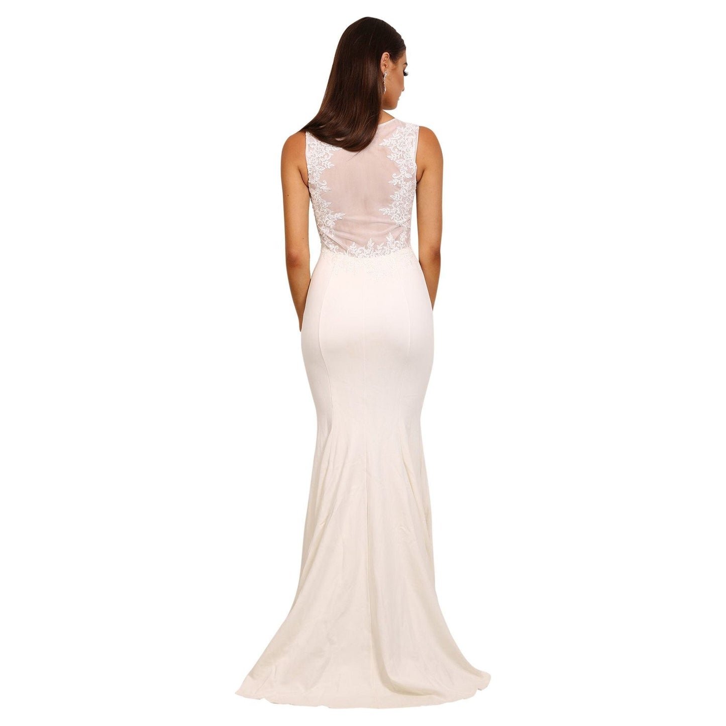 4584 Lace Detail Gown White