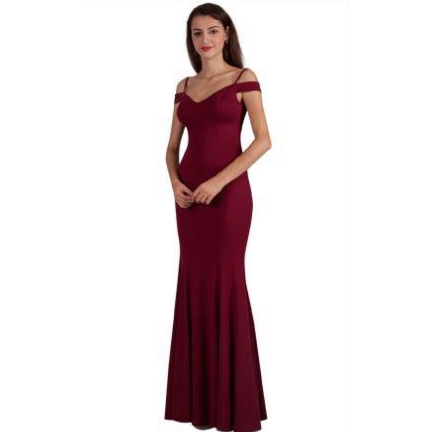 217441 Lace Up Gown Wine