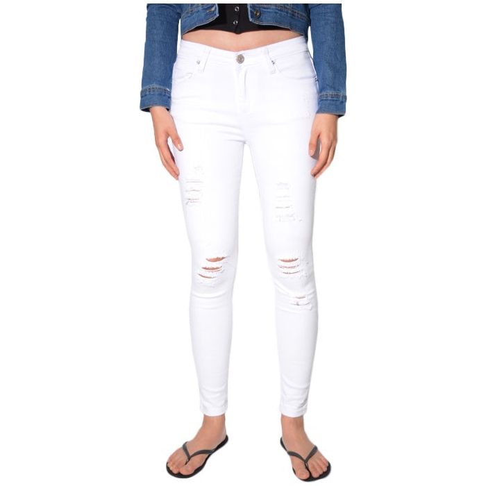 10040 White Ripped 7/8 Jean