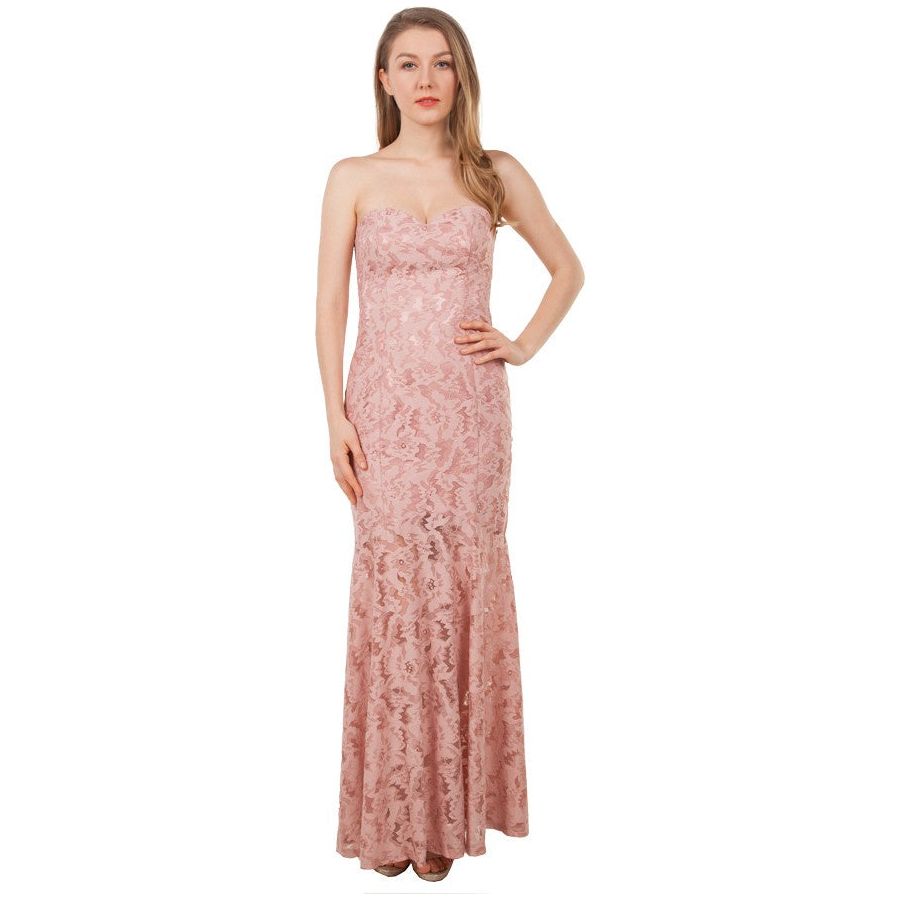 20501 Strapless Lace Gown Blush
