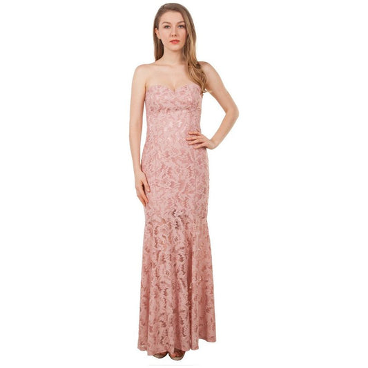 20501 Strapless Lace Gown Blush
